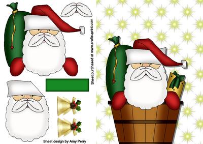 Santa in a Barrel with His Presents