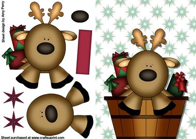Cute Christmas Reindeer in a Barrel