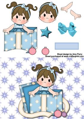 Little Christmas Girl Blue in a Box