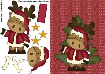 Christmas Reindeer with Little Tree
