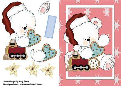 Christmas Polar Bear in White Frame