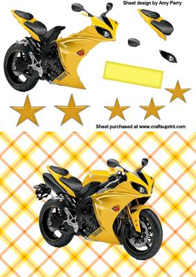 Yellow Motorbike on Yellow Pretty Paper