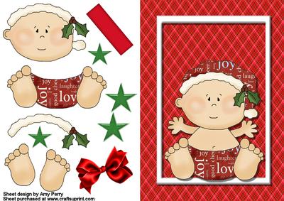 Cute Christmas Baby Boy in White Frame