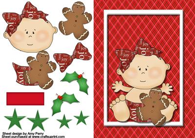Cute Christmas Baby Girl in White Frame