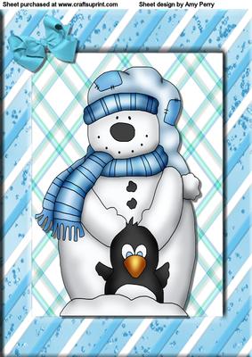 Polar Bear & Penguin in Blue & White Frame