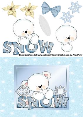 Cute Snow Polar Bear in Light Blue Twinkle Frame