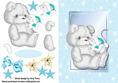 Cute Polar Bear & Mouse with Aqua Coat