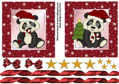 Two Christmas Panda Toppers