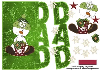 Lovely Green Snowman Dad Card