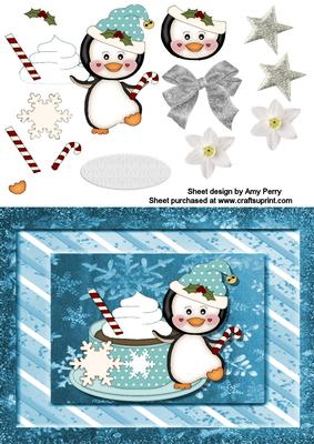 Little Penguin with Blue Snowflake Cup