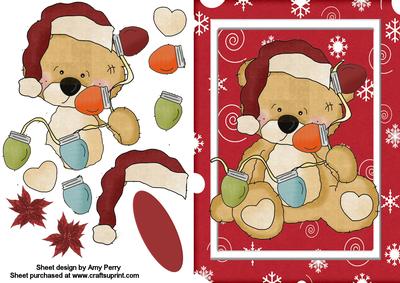 Big Beige Christmas Bear with Christmas Lights