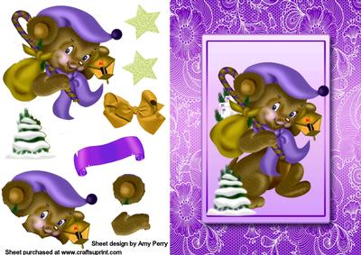 Cute Little Chipmunk with a Purple Hat