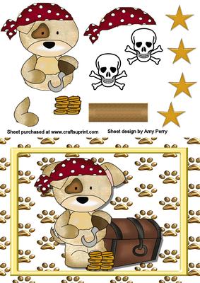 Cute Dog Pirate in Gold Frame