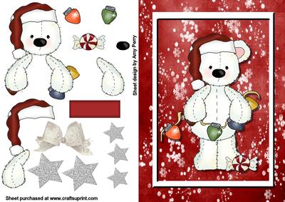 Cuddly Polar Bear with Christmas Lights