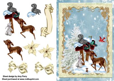 Winter Animals in Cream & Gold Frame