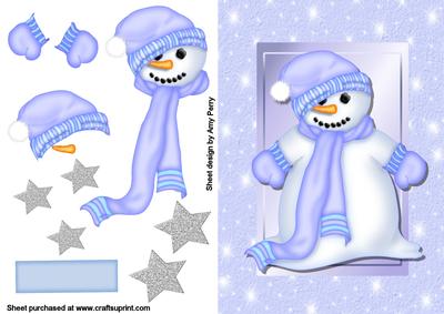 Lovely Fluffy Blue Snowman