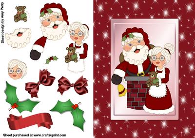 Santa & the Mrs Helping Santa Get in the Chimney