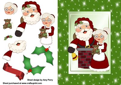 Santa & the Mrs in Green Sparkle Frame