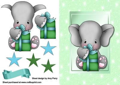 Cute Elephant in Pale Green Frame
