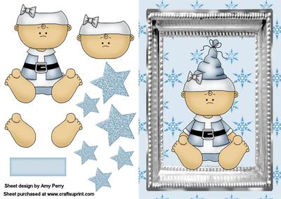 Cute Baby in Blue Santa Outfit