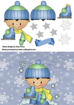 Cute Little Winter Boy with His Ice Skates