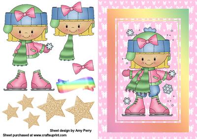 Cute Little Snow Girl in Multicoloured Frame