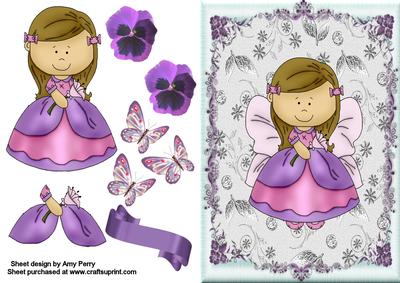 Cute Little Lilac Fairy in Lilac Frame