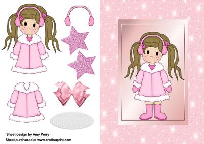 Cute Little Christmas Girl in Pink Coat