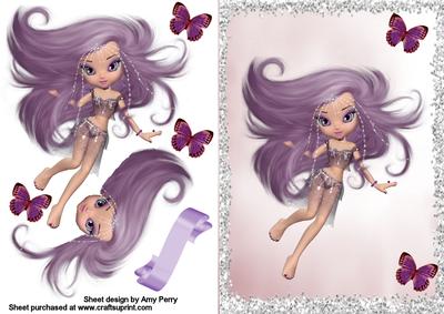 Pretty Fairy Like Girl in Silver Glitter Frame