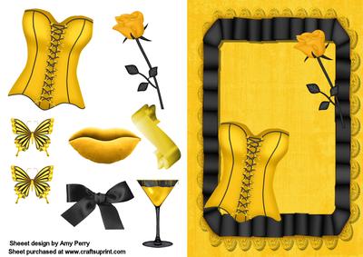 Sexy Yellow Basque in Black Frame