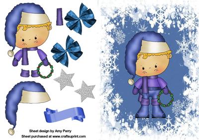 Lovely Little Boy in Blue Winter Clothes