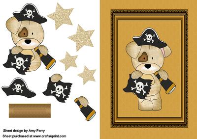 Little Dog Pirate in Wooden Frame