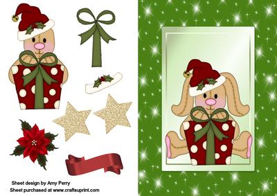 Cute Christmas Rabbit with Present