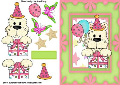 Cute Westie Birthday Dog with Balloons & Presents