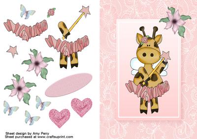 Cute Ballerina Giraffe in Pink Lace Frame