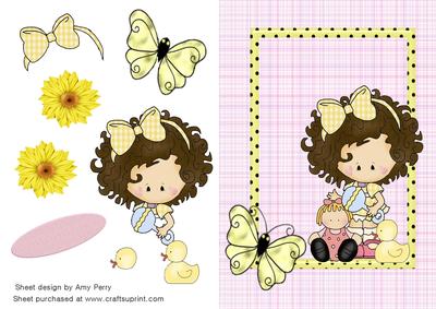 Pretty Little Girl in Butterfly Frame