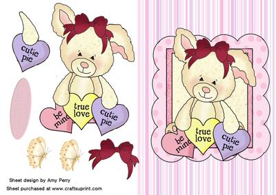 Cute White Rabbit with Love Hearts