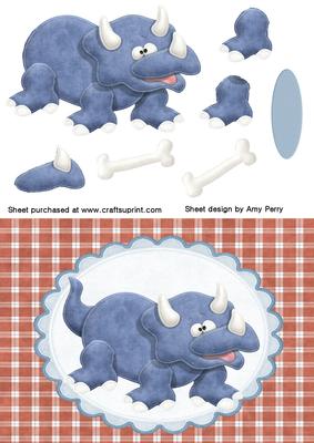 Cute Dark Blue Dinosaur in Dark Blue Frame