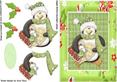 Cute Penguin in Green Frame
