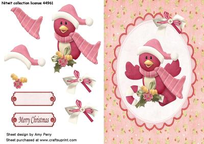 Cute Dark Red Christmas Bird in Frame