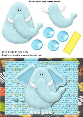Elephant in Jungle Frame with Blue Buttons