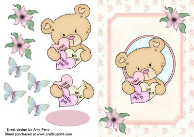Cute Valentine Bear with Love Hearts