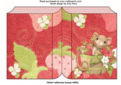 Cute Mouse with Strawberrys Book Card