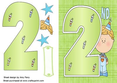 Big Green Number 2 with Little Party Boy