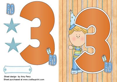 Big Orange Number 3 with Party Boy