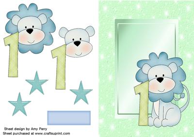 Birthday Lion Blue Number 1