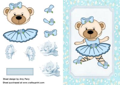 Cute Ash Blue Ballerina in Square Frame