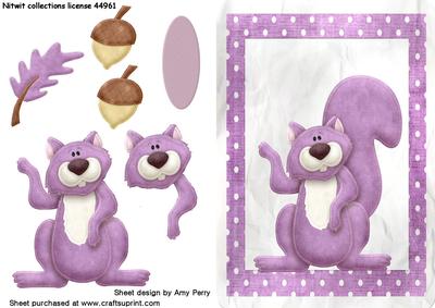 Cute Purple Squirrel in Purple Polka Dot Frame