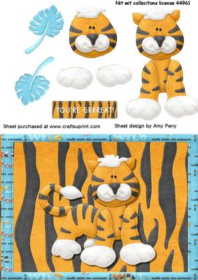Cute Tiger in Jungle Frame on Tiger Backing Paper