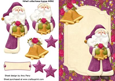 Lovely Santa with Bells & Flowers